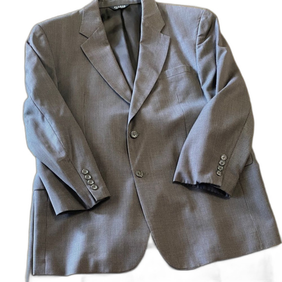 JoS. A Bank Mens Suit Jacket Size 46R - 100% Wool - Black/Brown Houndstooth - Picture 1 of 5